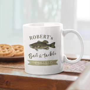 Taza De Café Sencillo y gracioso pescador cebo y pescado de Rót