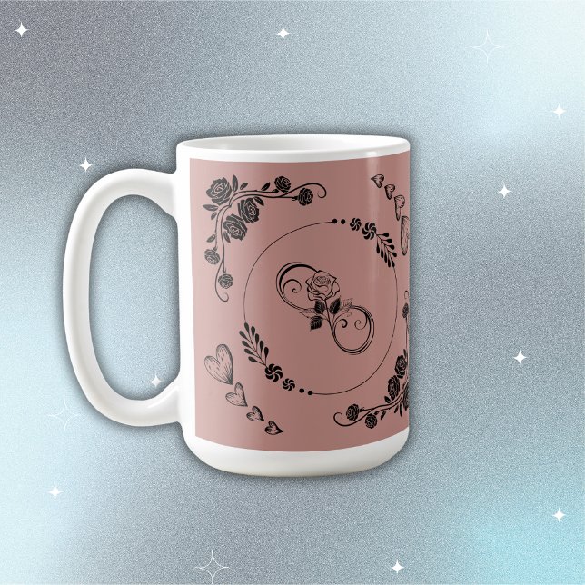 Taza De Café Sencillos corazones negros, florales, infinitos en (Subido por el creador)