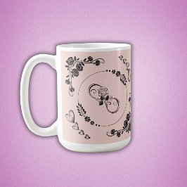 Taza De Café Sencillos corazones negros, florales, infinitos en