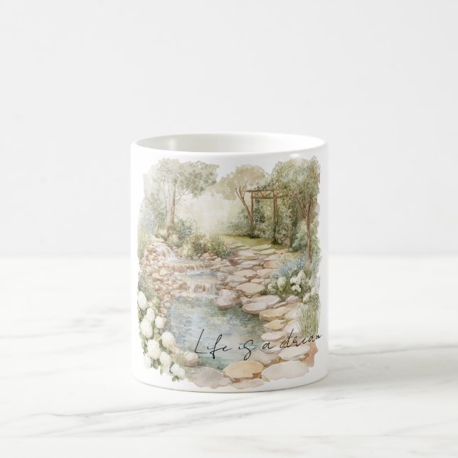 Taza De Café Sendero de roca de prado romántico (Centro)