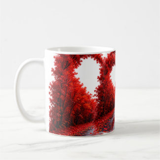 Taza De Café Sendero del Bosque del Corazón Rojo – Diseño de Na