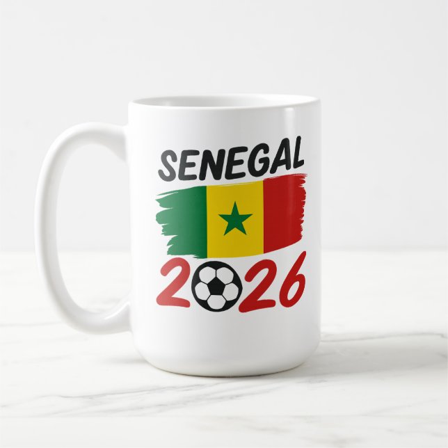 Taza De Café Senegal 2026 Soccer Fan Design with Star Football (Izquierda)
