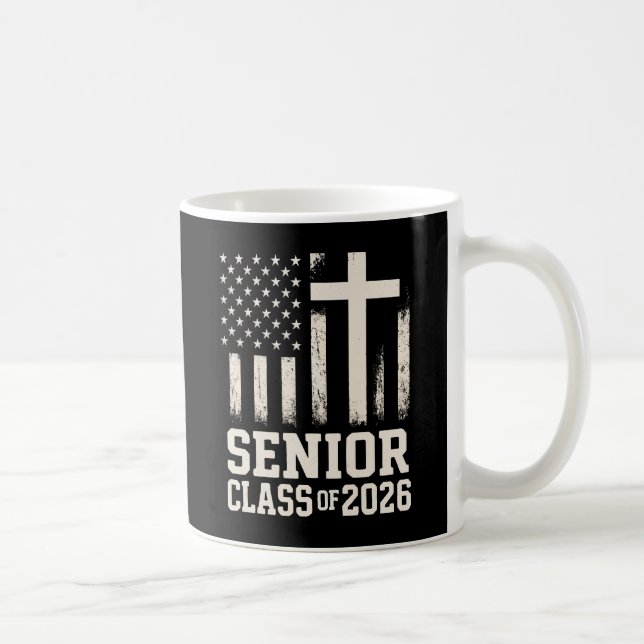 Taza De Café Senior Class 2026 Cross Flag USA (Derecha)
