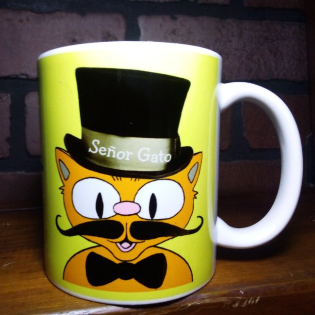 Taza De Café Señor Gato Personalizado Mustache Cat Top Hat Bow  (Subido por el creador)