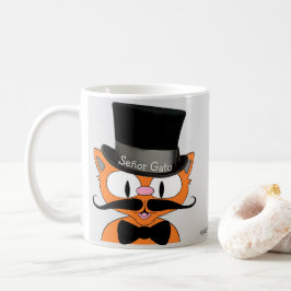 Taza De Café Señor Gato Personalizado Mustache Cat Top Hat Bow 