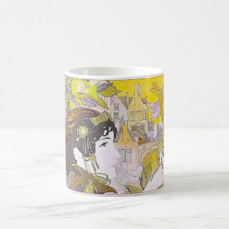 Taza De Café Señora de Art Nouveau