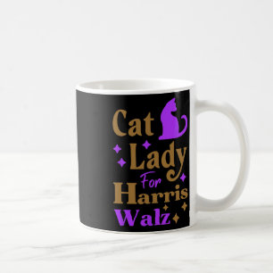 Taza De Café Señora De Gato Sin Hijos Para Kamala Harris Tim Wh