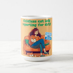 Taza De Café Señora de gatos sin hijos que reporta para el debe