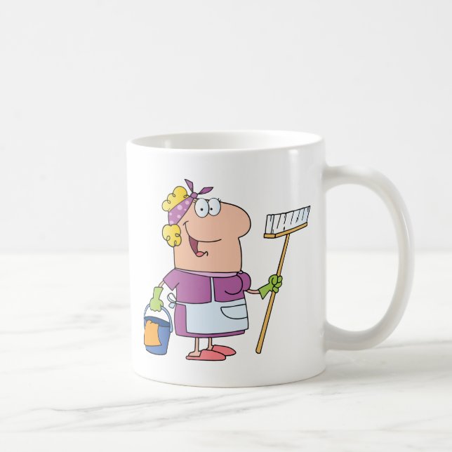 Taza De Café Señora de la limpieza del dibujo animado (Derecha)