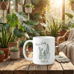 Taza De Café Señora de las Plantas Cactus Suculentas Nombre Ama