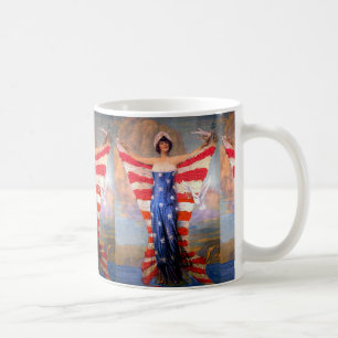Taza De Café Señora del vintage de la bandera americana