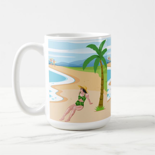 Taza De Café señora en la playa (Izquierda)