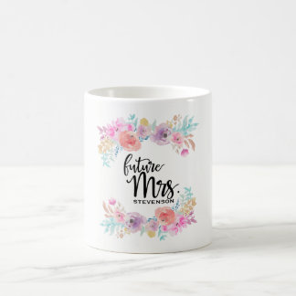 Taza De Café Señora futura floral Mug del color de agua