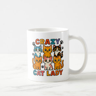 Taza De Café Señora Gatos Locos Pila de Gatos