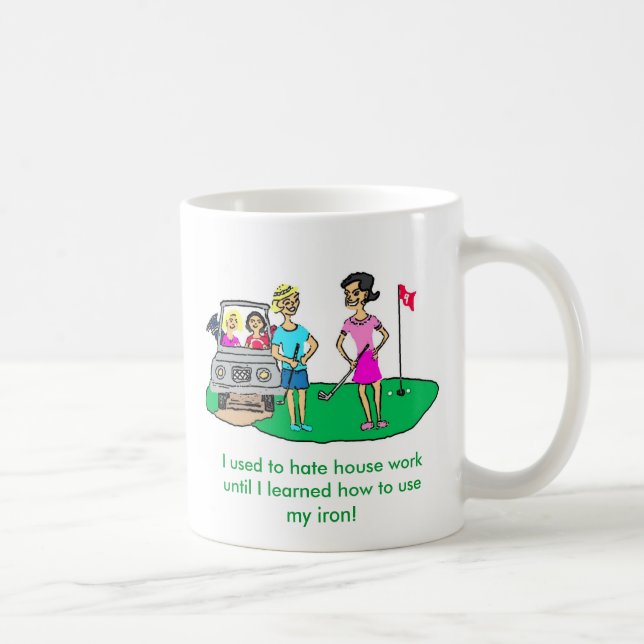 Taza De Café Señora Golfer Cartoon Mug (Derecha)