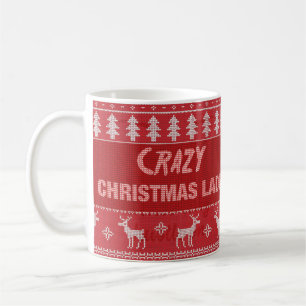 Taza De Café Señora loca de la Navidad