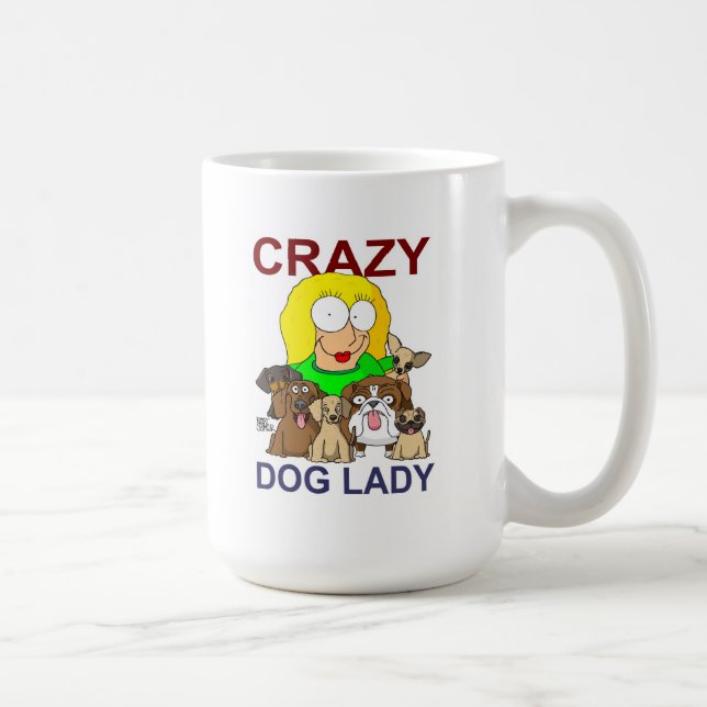Taza De Café Señora loca del perro (Derecha)