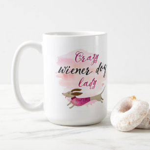 Taza De Café Señora loca del perro de la salchicha de Frankfur