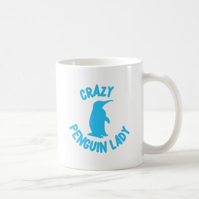 Taza De Café señora loca del pingüino (Derecha)