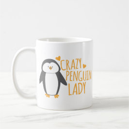Taza De Café Señora loca del pingüino