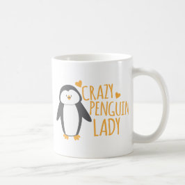 Taza De Café Señora loca del pingüino