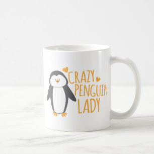 Taza De Café Señora loca del pingüino