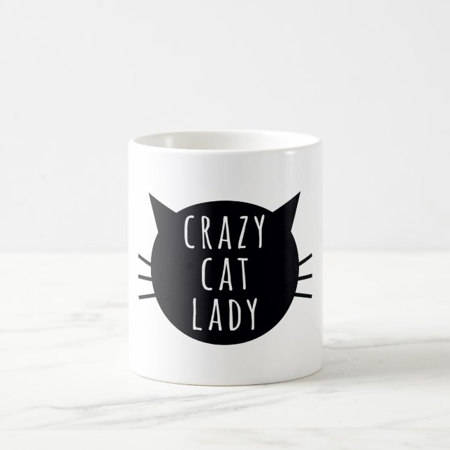 Taza De Café Señora loca Funny Humor Typography del gato (Centro)