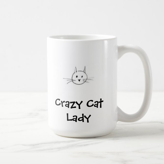 Taza De Café Señora loca Mug del gato (Derecha)
