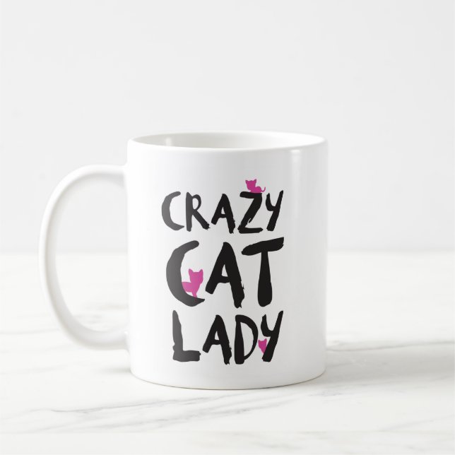 Taza De Café Señora loca Mug del gato (Izquierda)