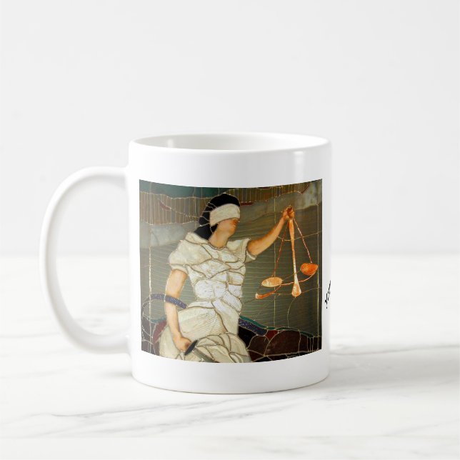 Taza De Café Señora majestuosa Justice en diseño del vitral (Izquierda)
