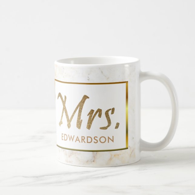 Taza De Café Señora moderna boda personalizado del oro y del (Derecha)