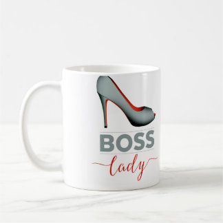 Taza De Café Señora Mug (letras de Boss, rojo coloreado y gris)
