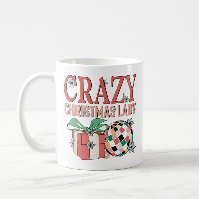 Taza De Café Señora Navideña Loca Festiva  (Izquierda)