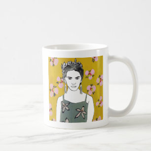 Taza De Café Señora rosada del flor - amarillo
