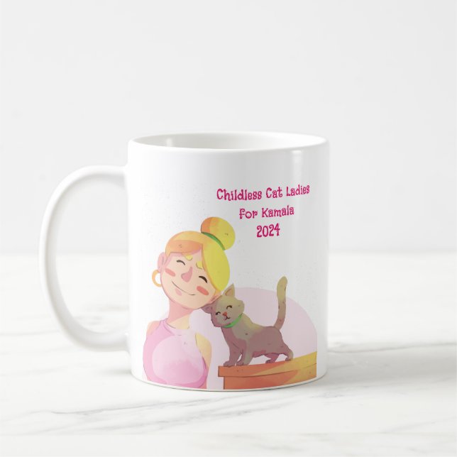 Taza De Café Señoras de gato sin hijos para Kamala (Izquierda)