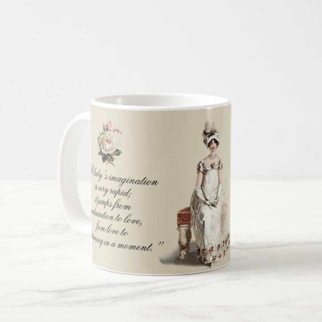 Taza De Café Señorita Bennet, rosas y cotizaciones, (Anverso izquierdo)
