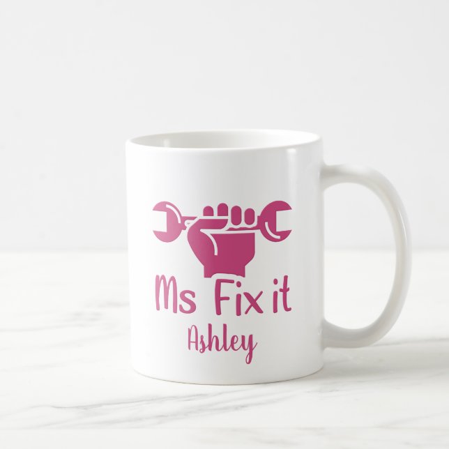 Taza De Café Señorita Fix It Wrench Hand Coffee Mug (Derecha)