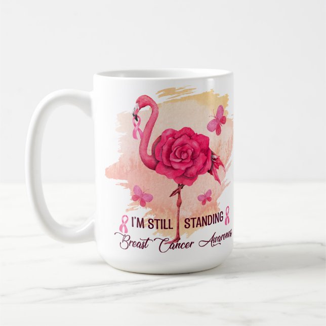 TAZA DE CAFÉ SENSIBILIZACIÓN DEL CÁNCER DE MAMA FLAMINGO DE ROP (Izquierda)