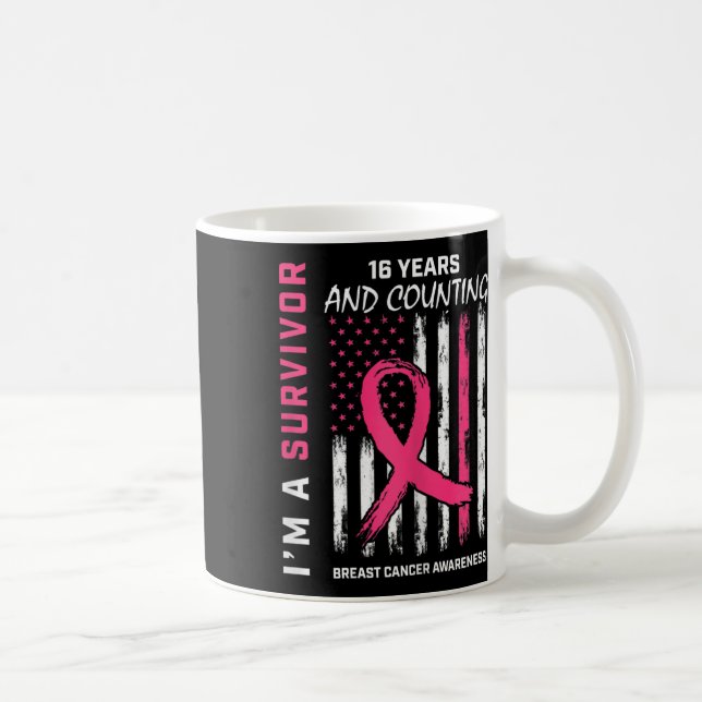Taza De Café Sensibilización rosa de la bandera norteamericana  (Derecha)