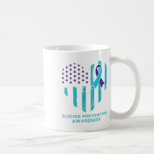 Taza De Café Sensibilización suicida Camisa de la bandera estad