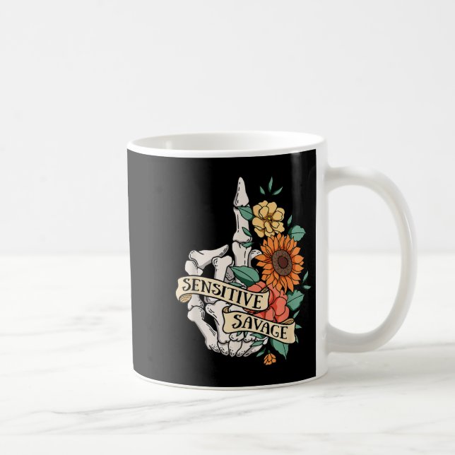 Taza De Café Sensitive Savage Flower Skeleton Dead Inside Motiv (Derecha)