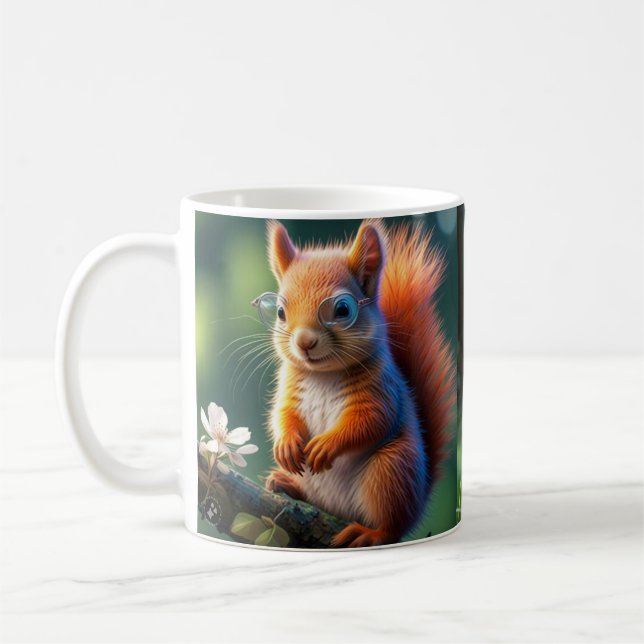 Taza De Café Sentada de ardilla marrón en la rama 56765 (Izquierda)