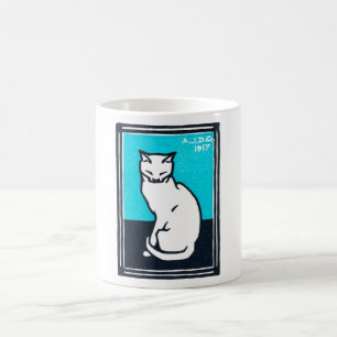 Taza De Café Sentando gato blanco, Julie de Graag