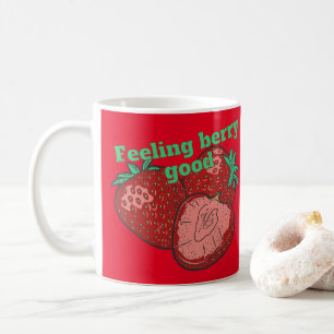 Taza De Café SENTIMIENTO BERRY BUENA fruta de fresa divertida
