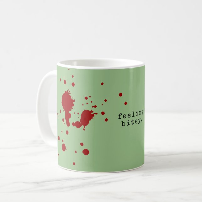 Taza De Café SENTIMIENTO BITEY Funny Zombie Green (Anverso izquierdo)