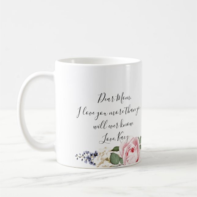 Taza De Café Sentimiento Rosa Rosa Querida Madre Personalizado  (Izquierda)