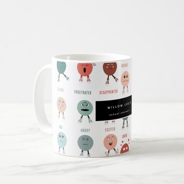 Taza De Café Sentimientos Emociones Rostros Cuadro de Consejero (Anverso izquierdo)