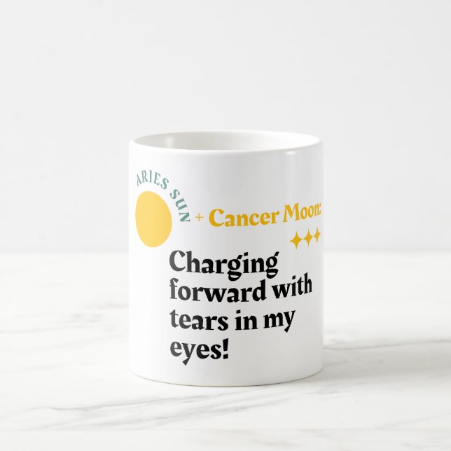 Taza De Café Sentimientos feroces - Aries Sun, Cancer Moon Zodi (Centro)