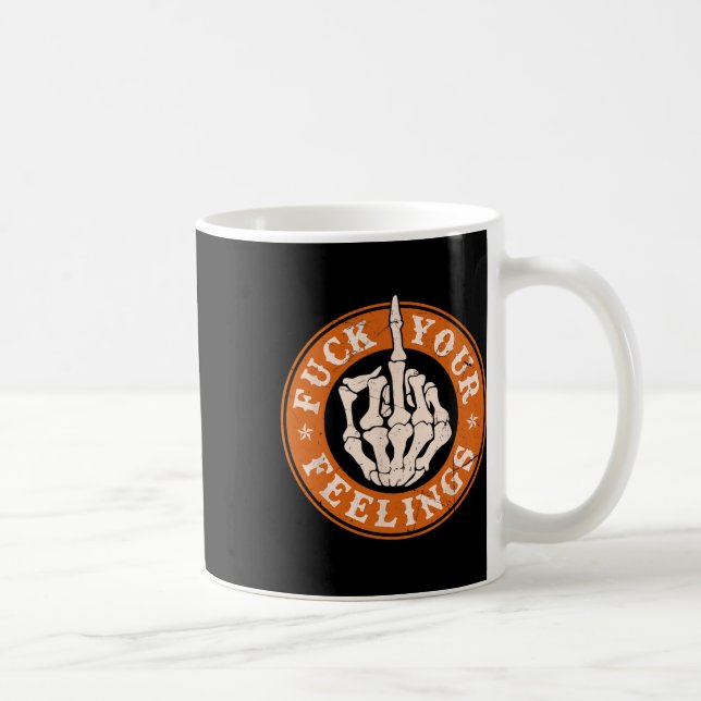 Taza De Café Sentimientos Halloween Skeleton Hand Middle Finger (Derecha)
