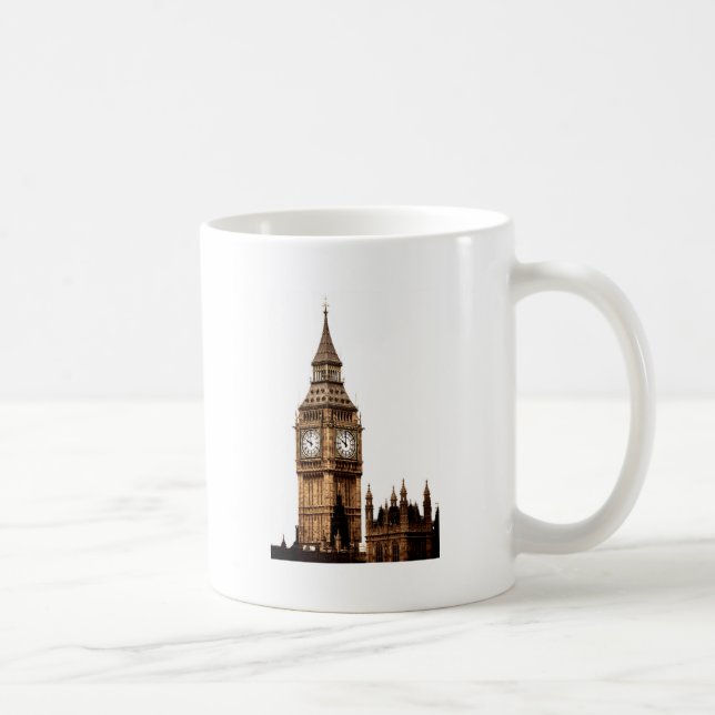 Taza De Café Sepia Big Ben Tower (Derecha)